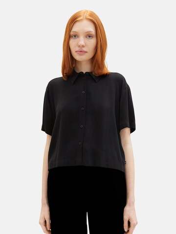 TOM TAILOR DENIM Bluse in Schwarz: predná strana