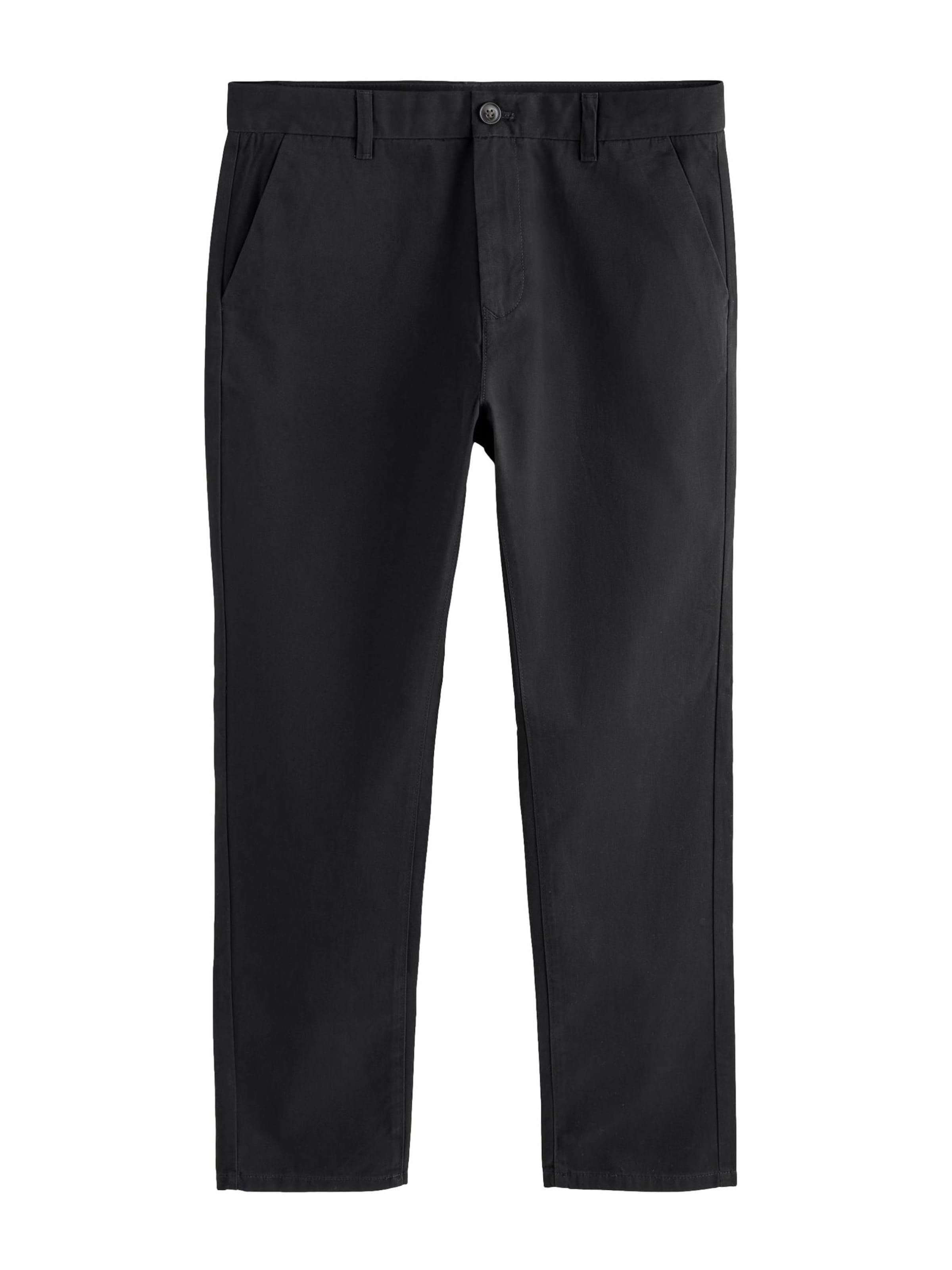Next Slimfit Lærredsbukser i sort: forside