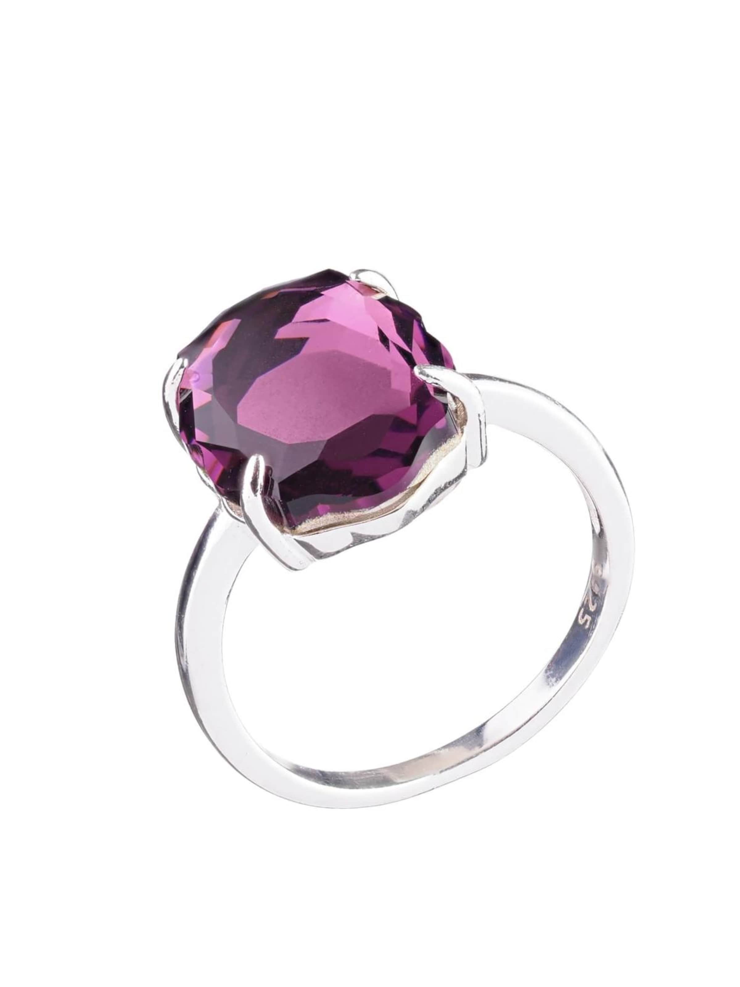 THE GEM STORIES JEWELRY - Anillo 'Amethyst Baroque Ring – Rhodium' en lila: frente