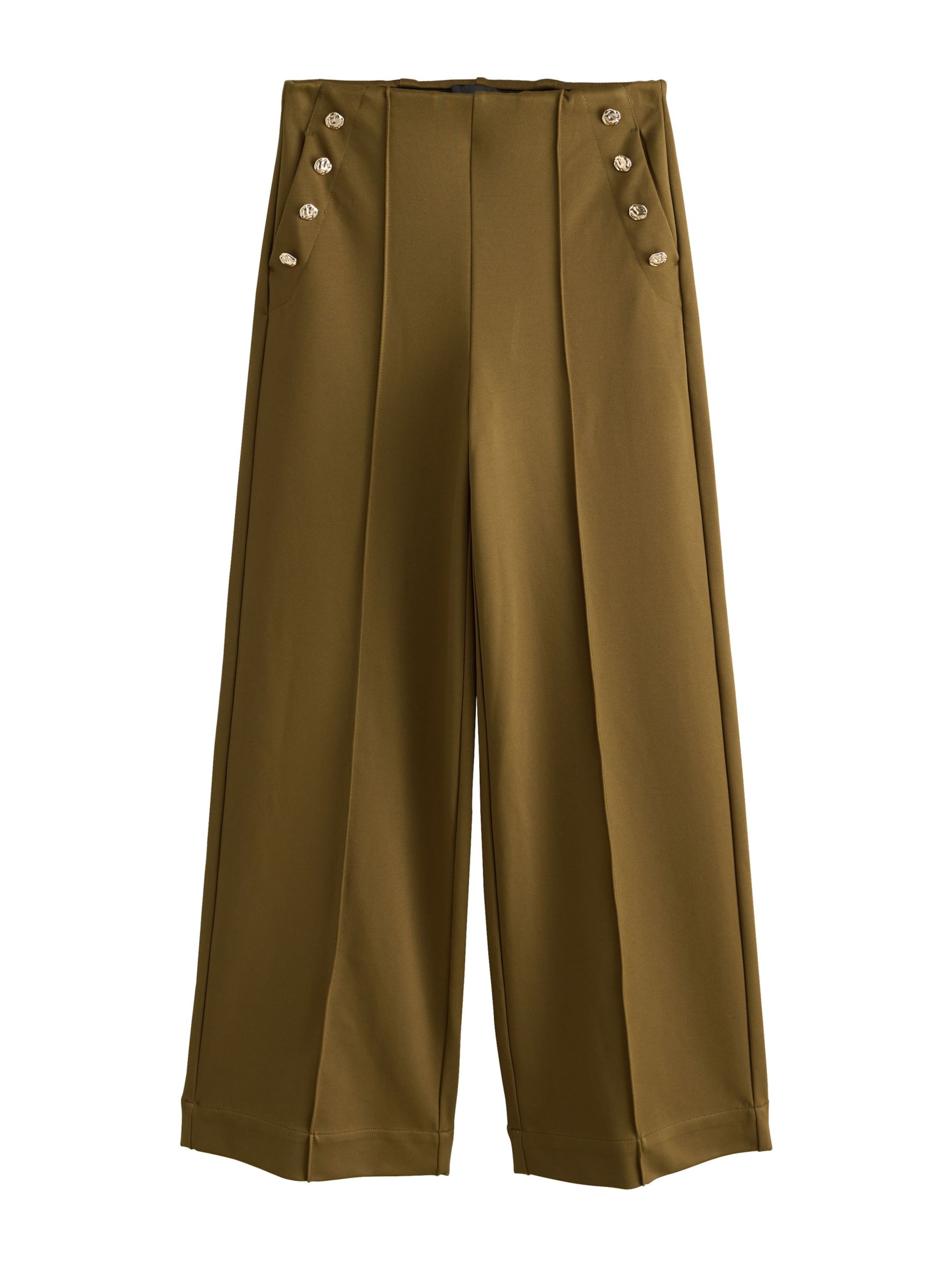 Next Bukser med fals i 38/short i khaki, Produktvisning