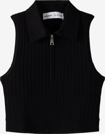 Bershka Knitted Top in Black: front