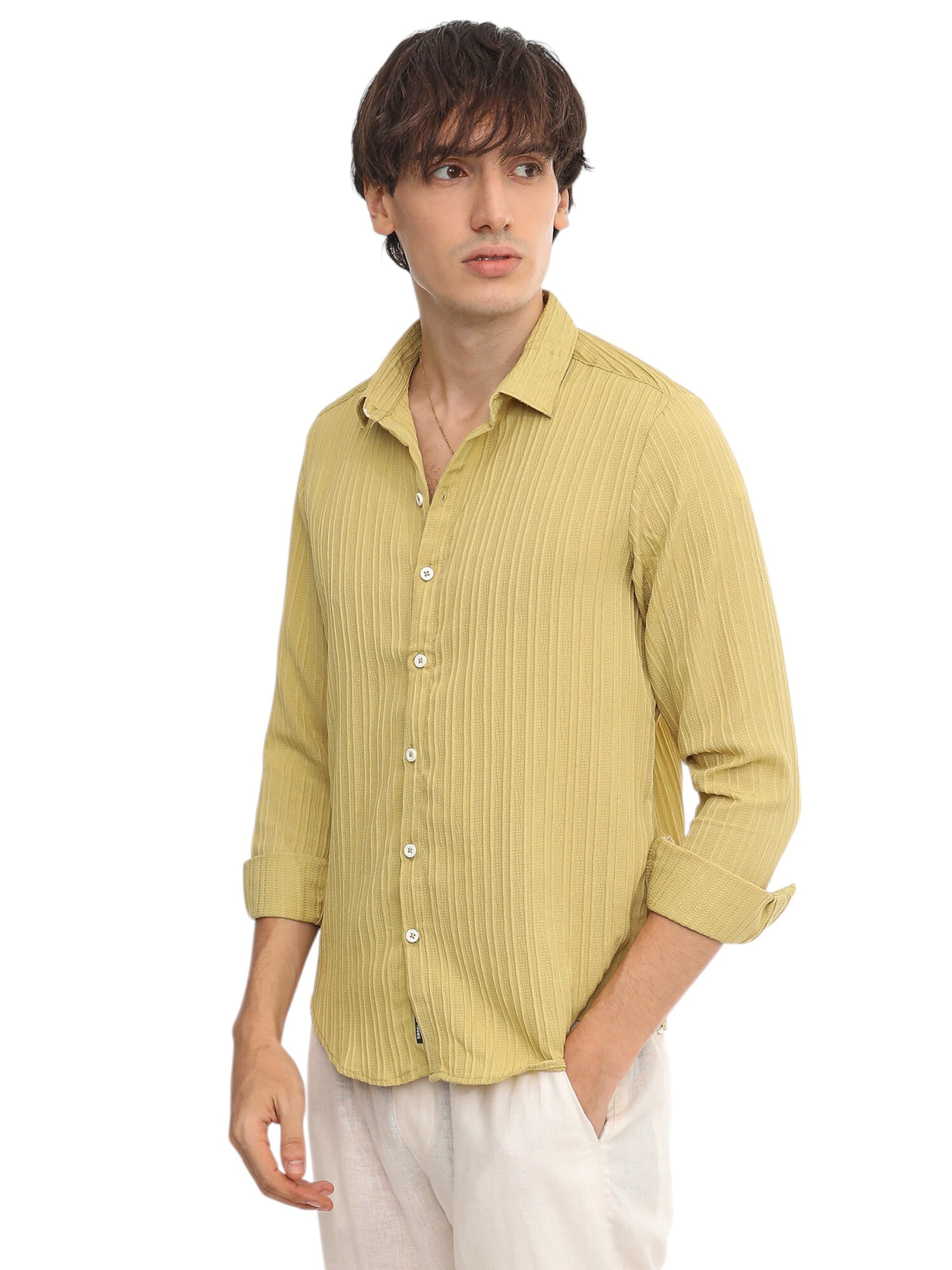 Campus Sutra Regular fit Πουκάμισο 'Zavanna' σε κίτρινο