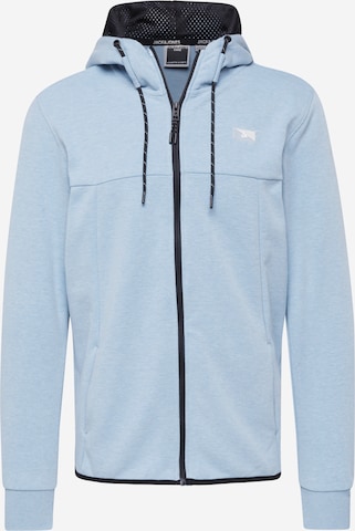 JACK & JONES Zip-Up Hoodie 'Air' in Blue: front