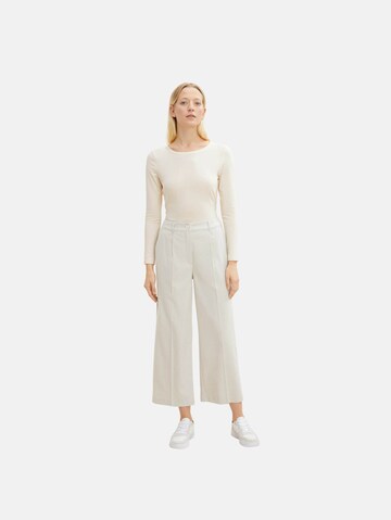 Wide Leg Pantalon à plis TOM TAILOR en beige