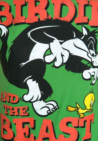 LOGOSHIRT T-Shirt 'Looney Tunes – Sylvester & Tweety' in Grün