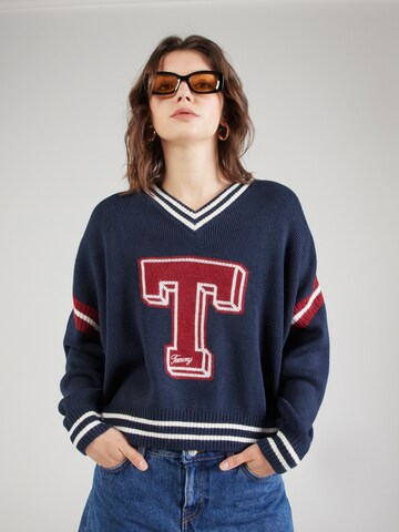 Tommy Jeans Trui 'LETTERMAN' in Blauw