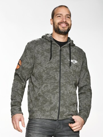 TOP GUN Sweat jacket in Green: front