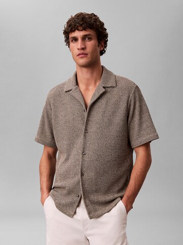 Calvin Klein Comfort fit Button Up Shirt in Brown: front