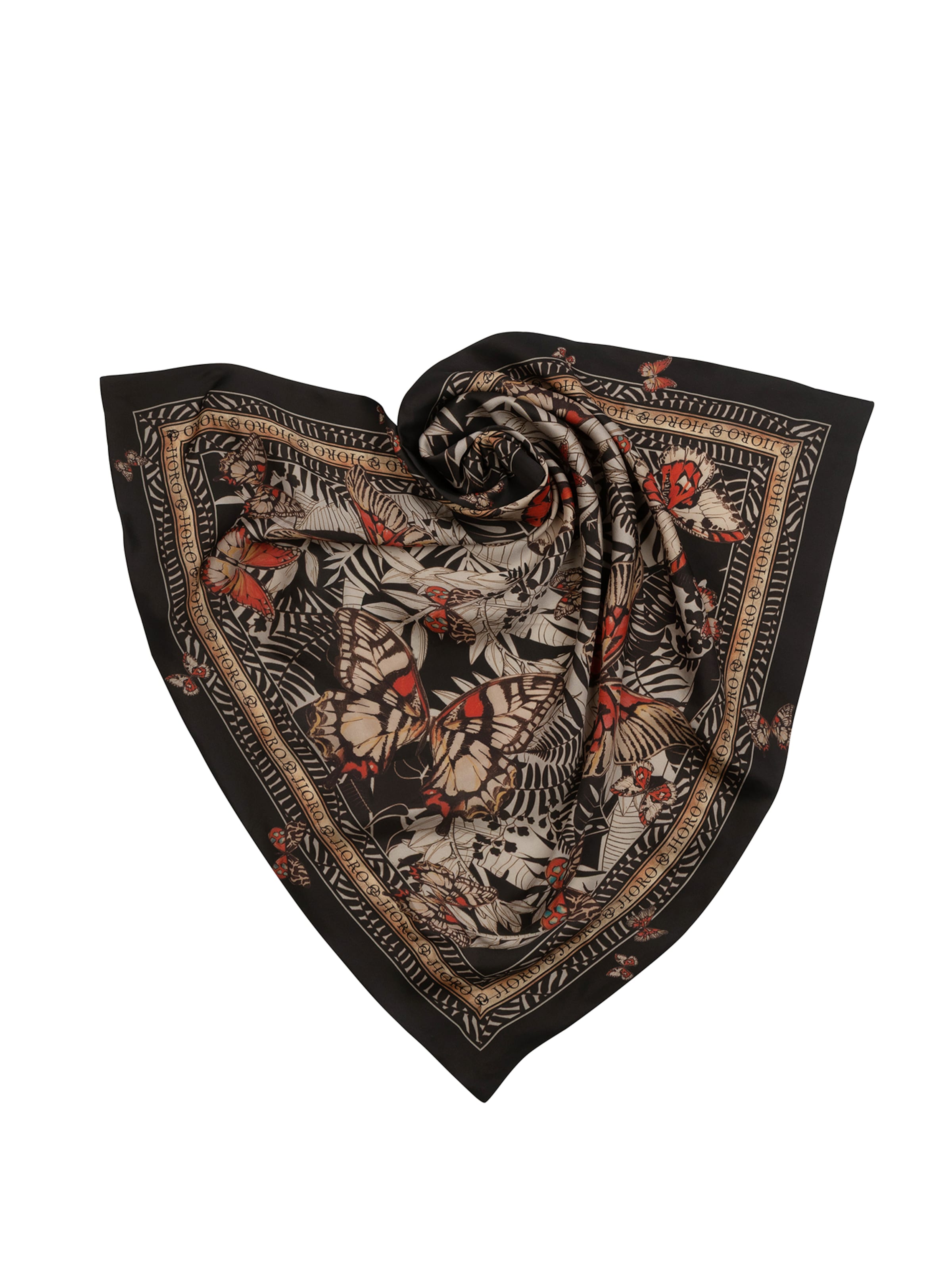 JIORO Scarf 'MIDNIGHT BUTTERFLIES' in Black
