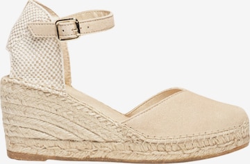 Alhamas - Sandalias con hebilla 'Alpargata Cuña 7 cm' en beige: frente