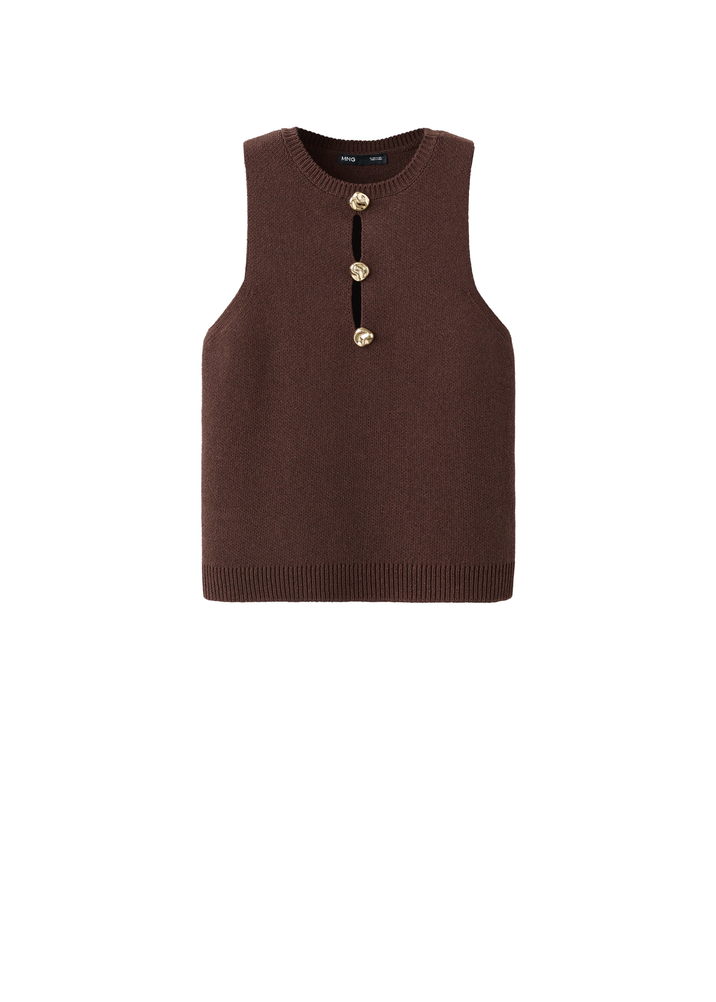 MANGO Gebreide top 'ANTUAN' in XS in de kleur Bruin, Productweergave