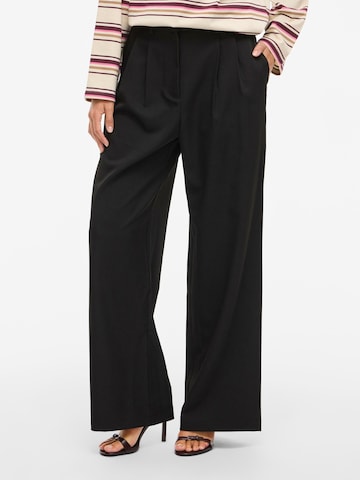 VILA Wide leg Broek 'VIEmla' in Zwart: voorkant