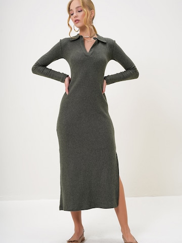 Trend Alaçatı Stili Трикотажное платье в Зеленый