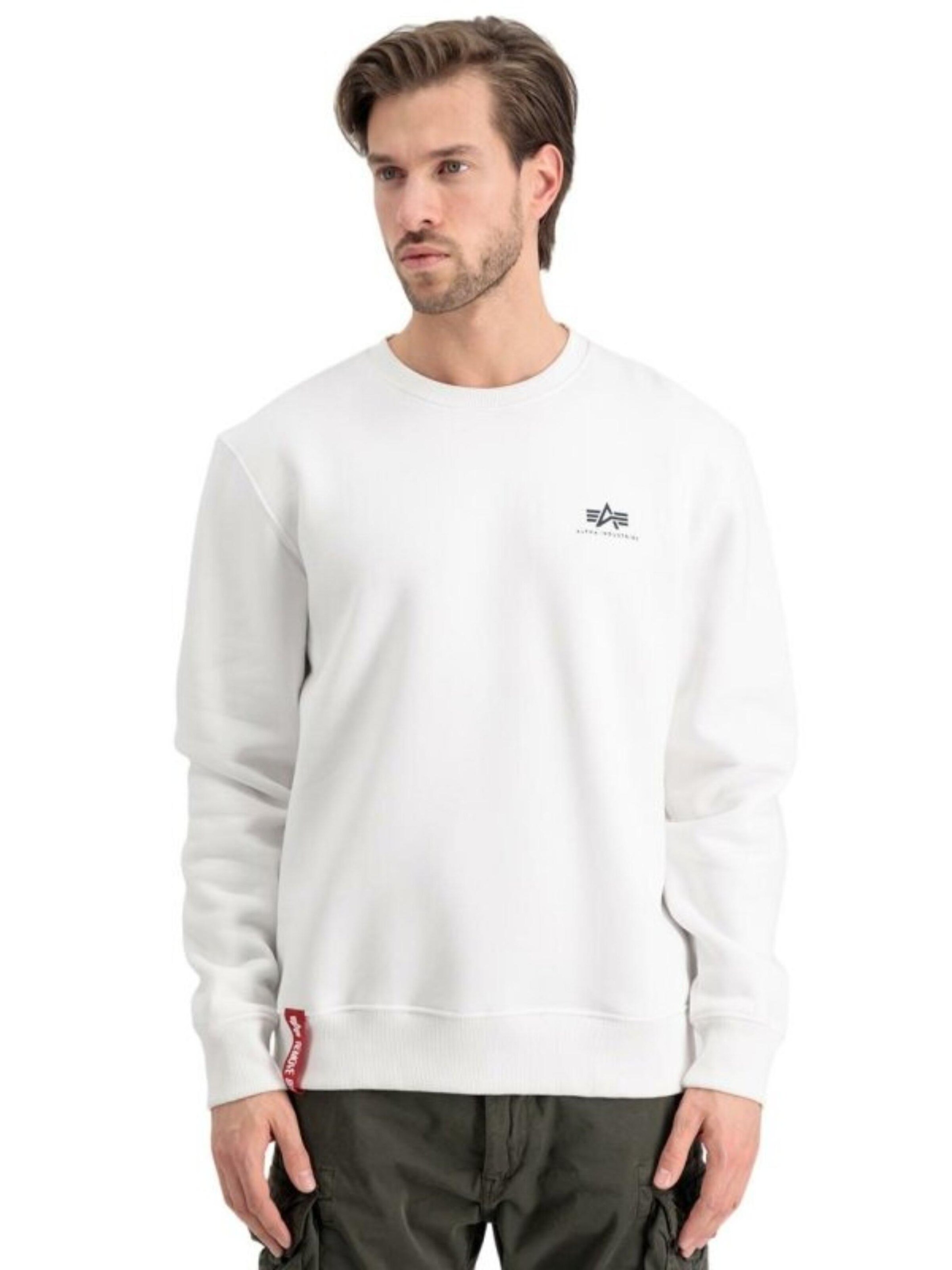 ALPHA INDUSTRIES Sweatshirt 'Basic Small Logo' in White
