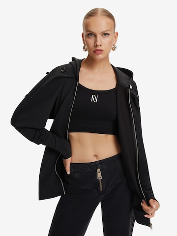 NOCTURNE Sweatvest in Zwart: voorkant