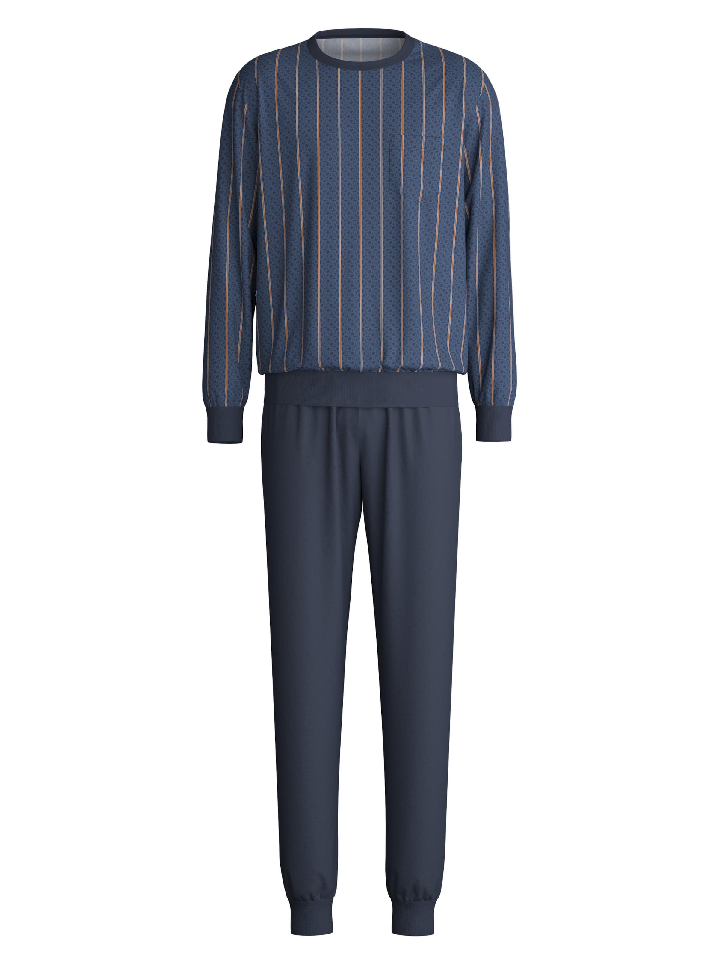 CALIDA Pyjama lang 'Relax Imprint'‌‌‌ in Blau: Vorderseite