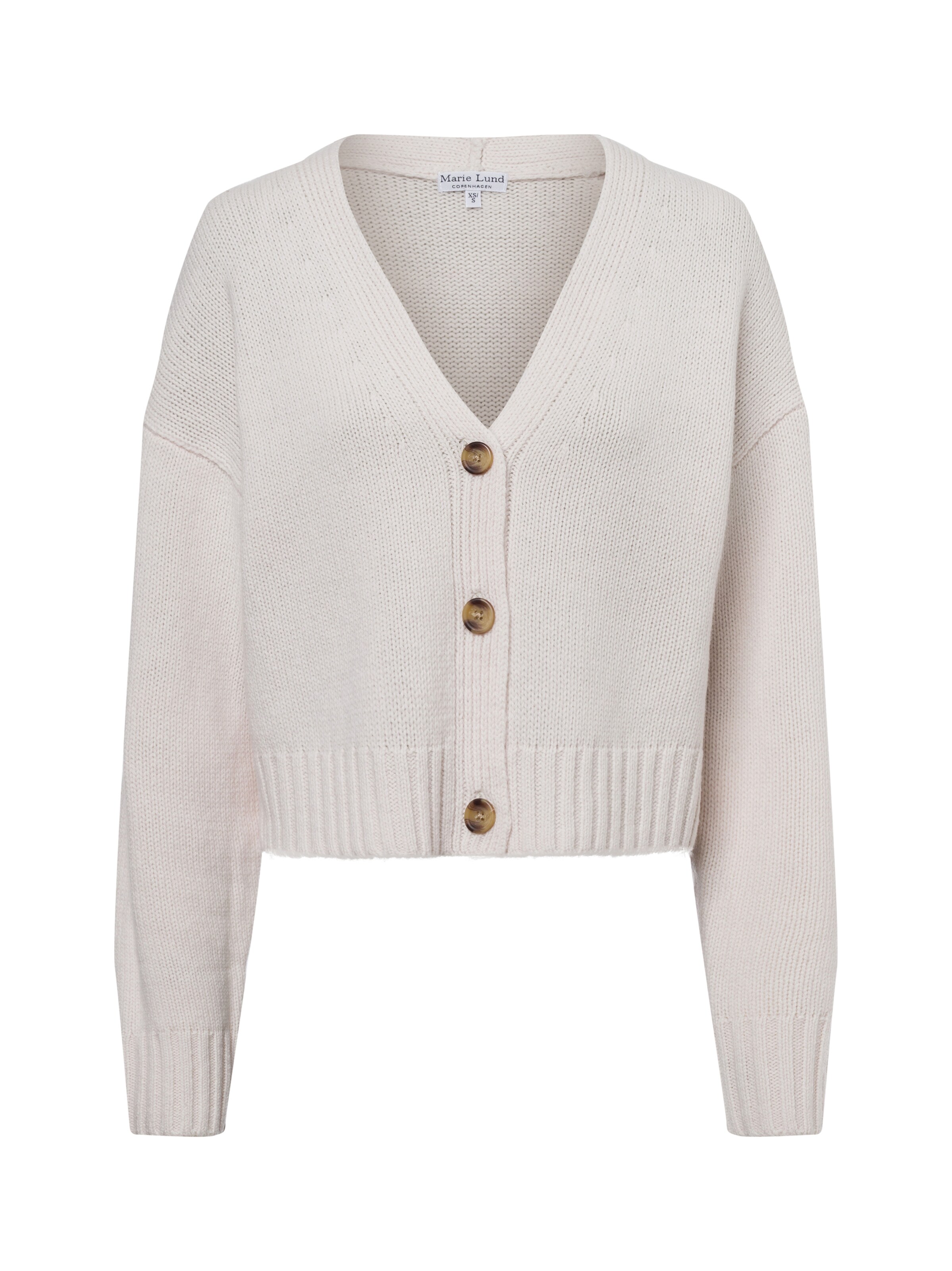 Marie Lund Gebreid vest in Beige: voorkant