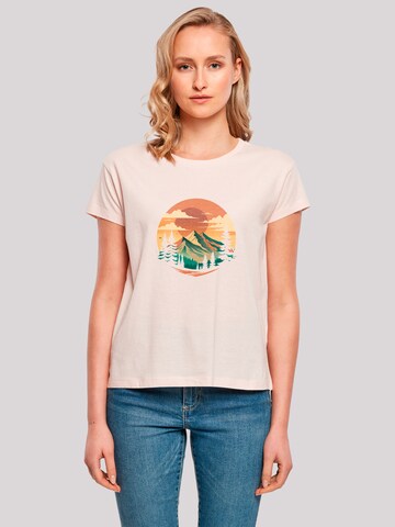 T-shirt 'Sonnenuntergang Berglandschaft' F4NT4STIC en rose : devant