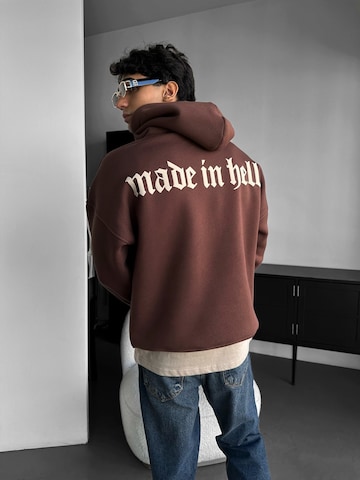 Kleidermafia Sweatshirt 'Oversize Made in Hell Hoodie - Brown' in Brown