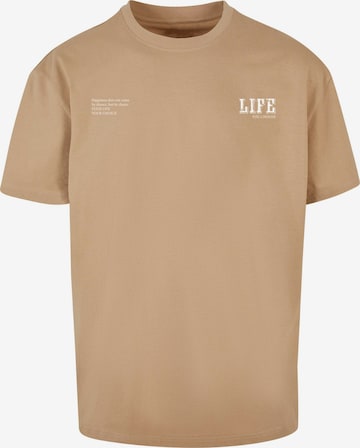 Merchcode T-Shirt 'Life' in Braun: Vorderseite
