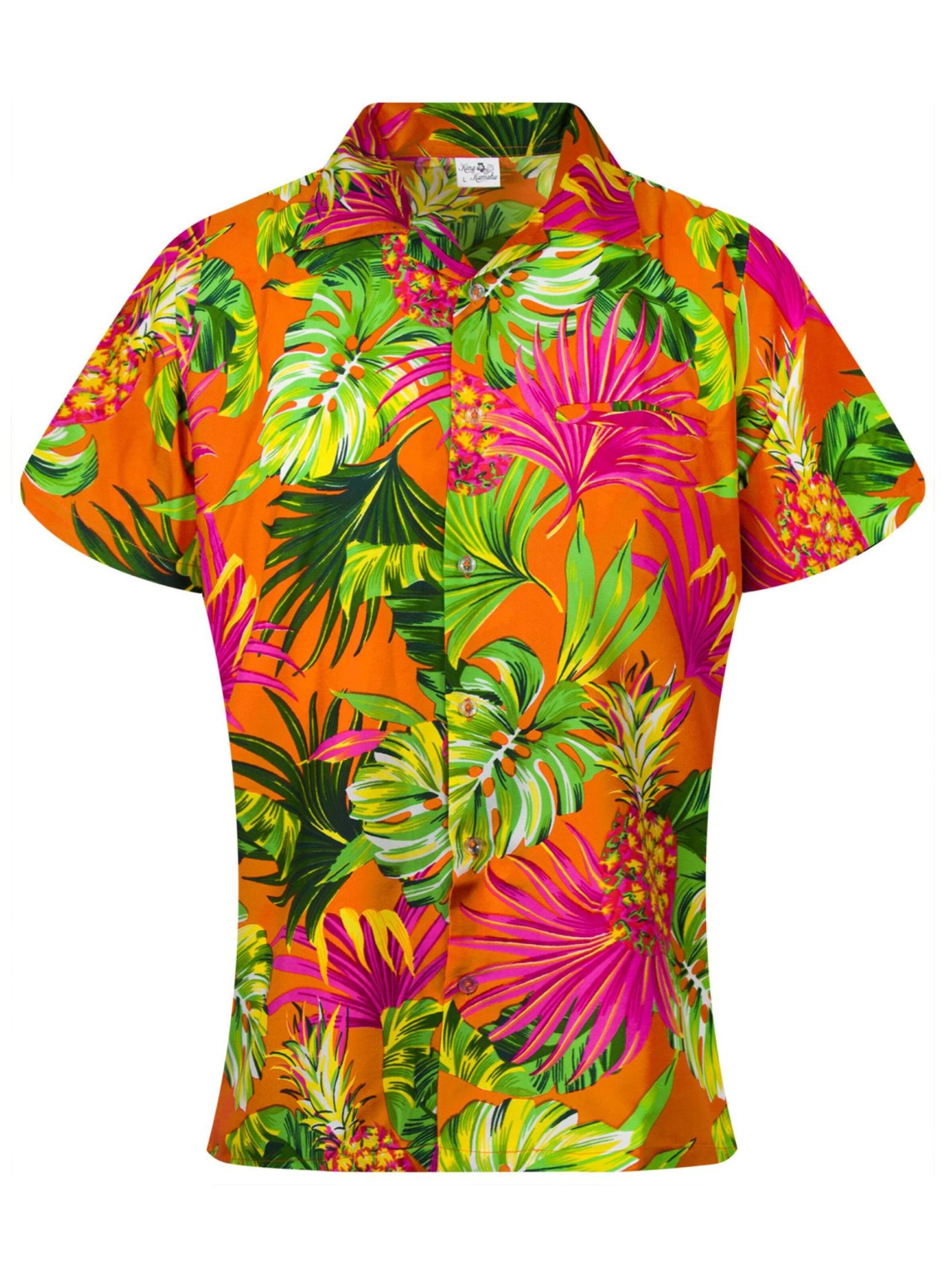 King Kameha Blouse 'Pineapple Leaves' in Orange: front
