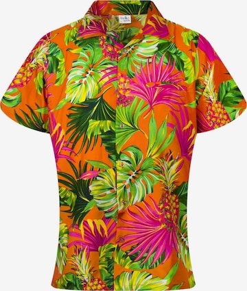 King Kameha Blouse 'Pineapple Leaves' in Orange: front