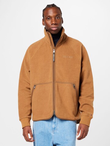 TOMMY HILFIGER Fleece jas in Bruin: voorkant