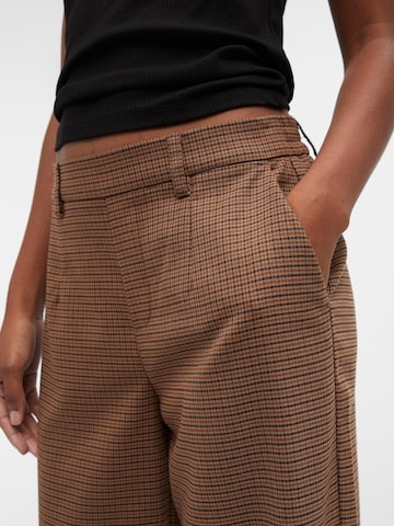 OBJECT Wide leg Pleat-Front Pants 'Lisa' in Brown