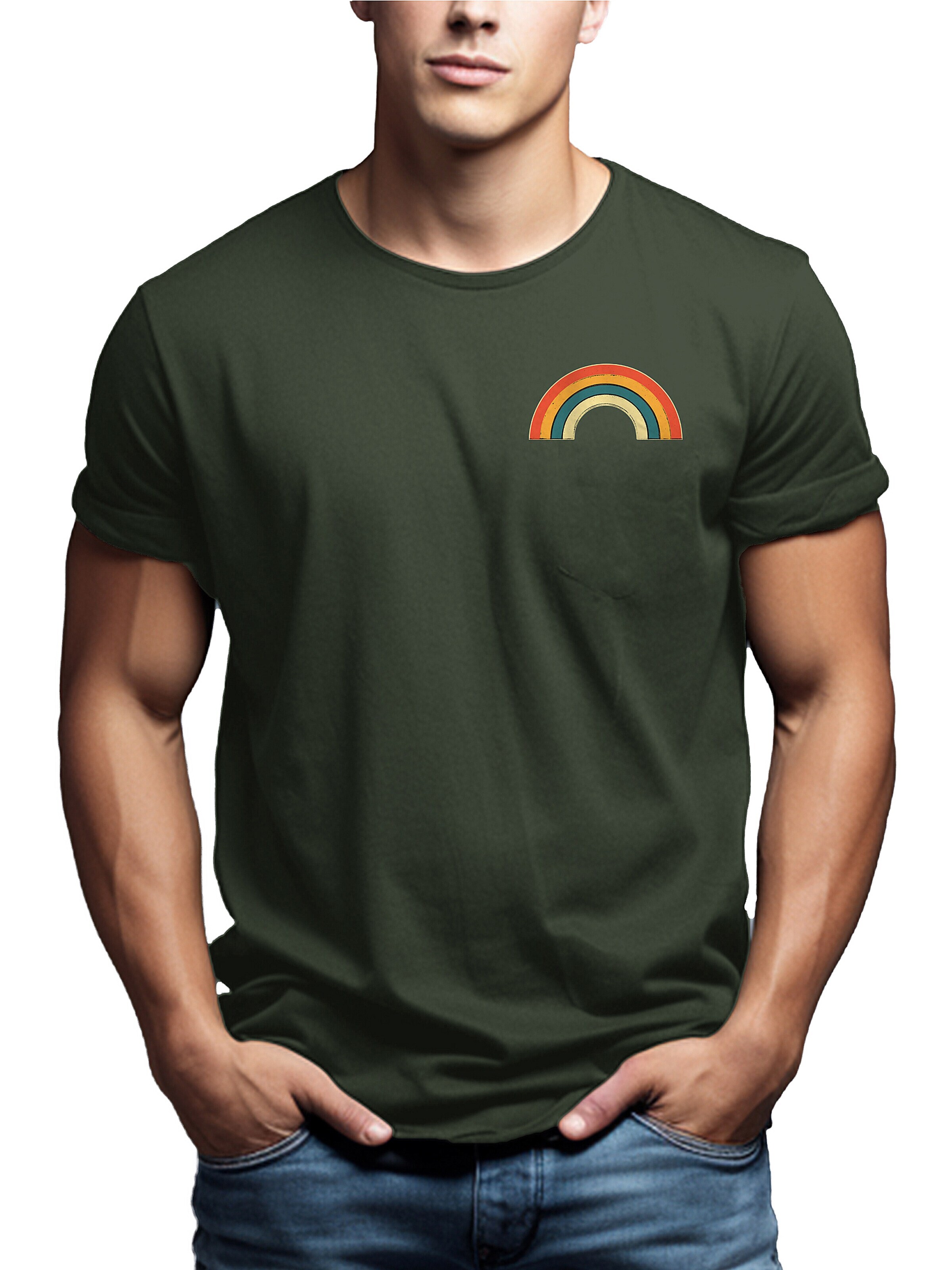 MAKAYA Shirt 'Rainbow' in Green: front