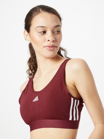 ADIDAS SPORTSWEAR Bustier Sport-BH 'Essentials 3-Stripes With Removable Pads' in Rot