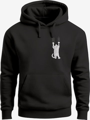 Neverless Sweatshirt 'Katze Rutschend' in Schwarz: Vorderseite