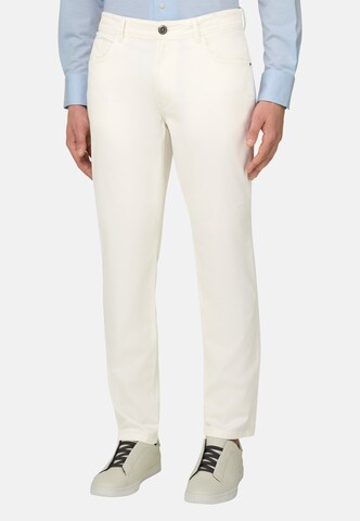 Boggi Milano Slim fit Chino trousers in White: front