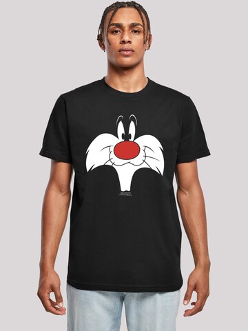 F4NT4STIC Shirt 'Looney Tunes Sylvester' in Zwart: voorkant