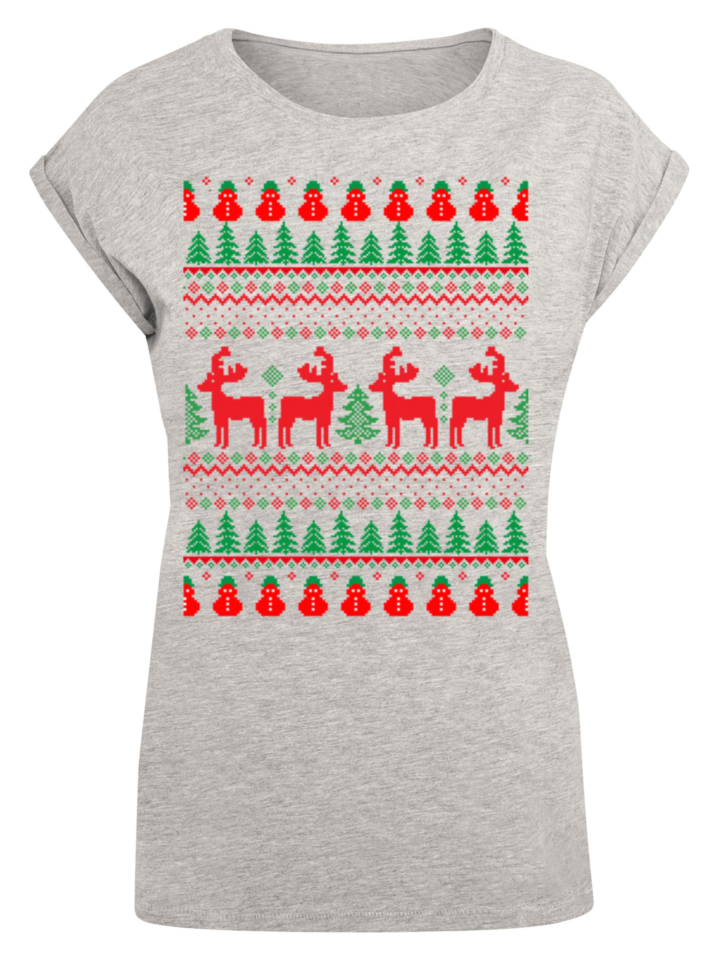 T-shirt 'Christmas Reindeers' F4NT4STIC en gris : devant