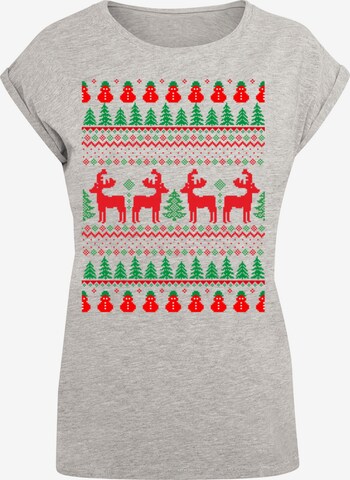 F4NT4STIC Shirt 'Christmas Reindeers' in Grey: front