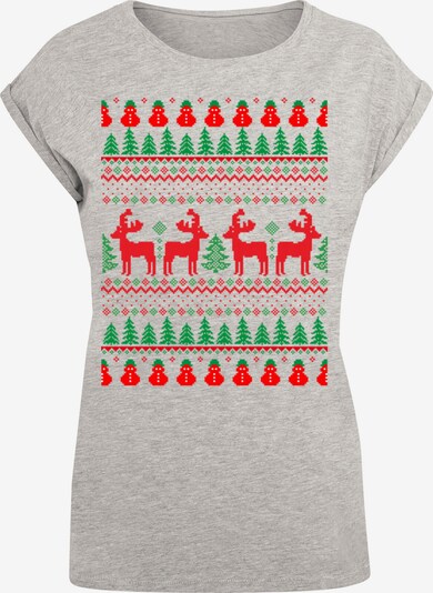 F4NT4STIC Shirt 'Christmas Reindeers' in grau / grün / rot, Produktansicht