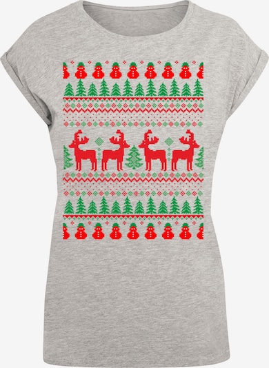 F4NT4STIC Shirt 'Christmas Reindeers' in grau / grün / rot, Produktansicht