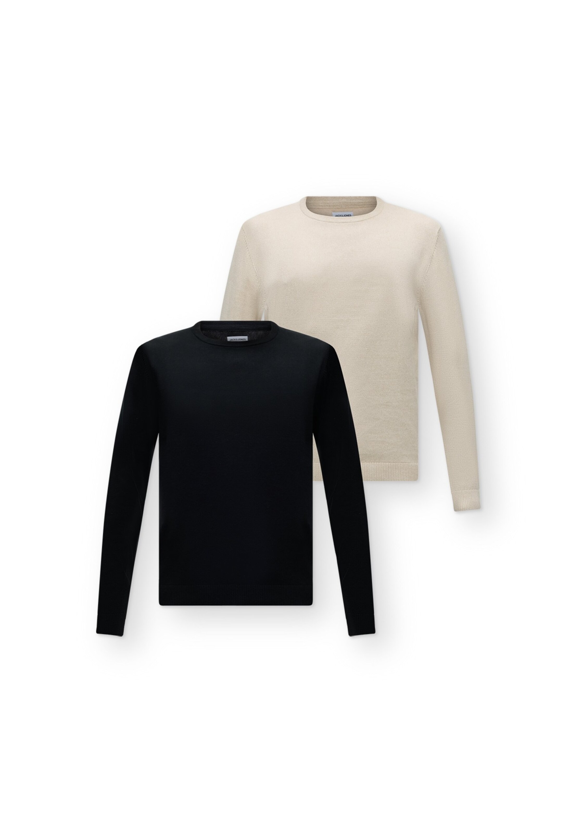 JACK & JONES Pull-over 'JJEBASIC' en S en crème / noir, Vue avec produit