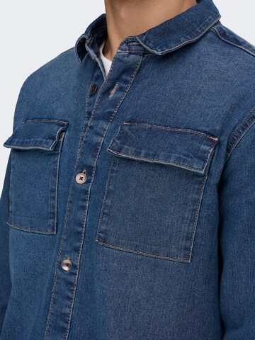 Only & Sons Regular fit Button Up Shirt 'CAMON' in Blue