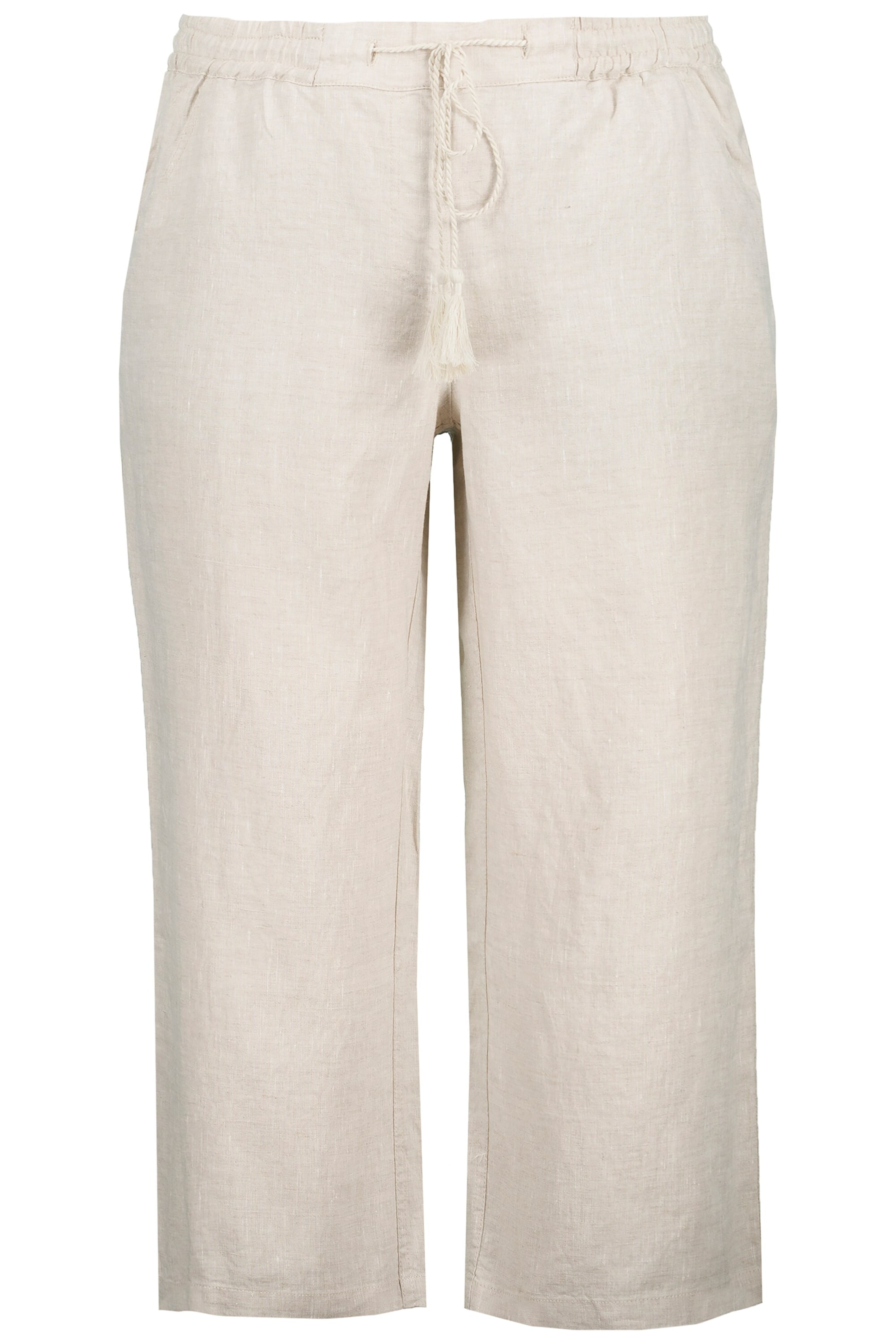 Ulla Popken Wide leg Broek in Beige: voorkant