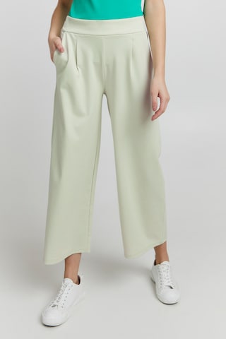 ICHI Wide leg Pleat-front trousers 'KATE' in Green: front