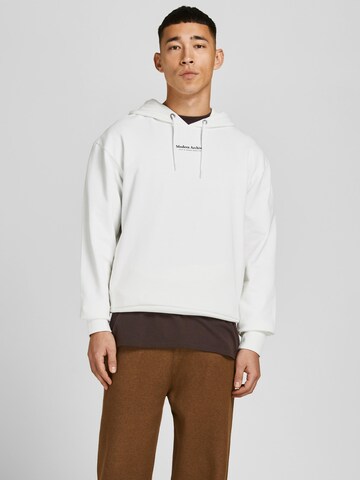 JACK & JONES Sweatshirt 'Bluwoody' i hvid: forside