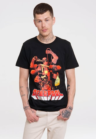 LOGOSHIRT T-Shirt 'Deadpool' in Schwarz: predná strana