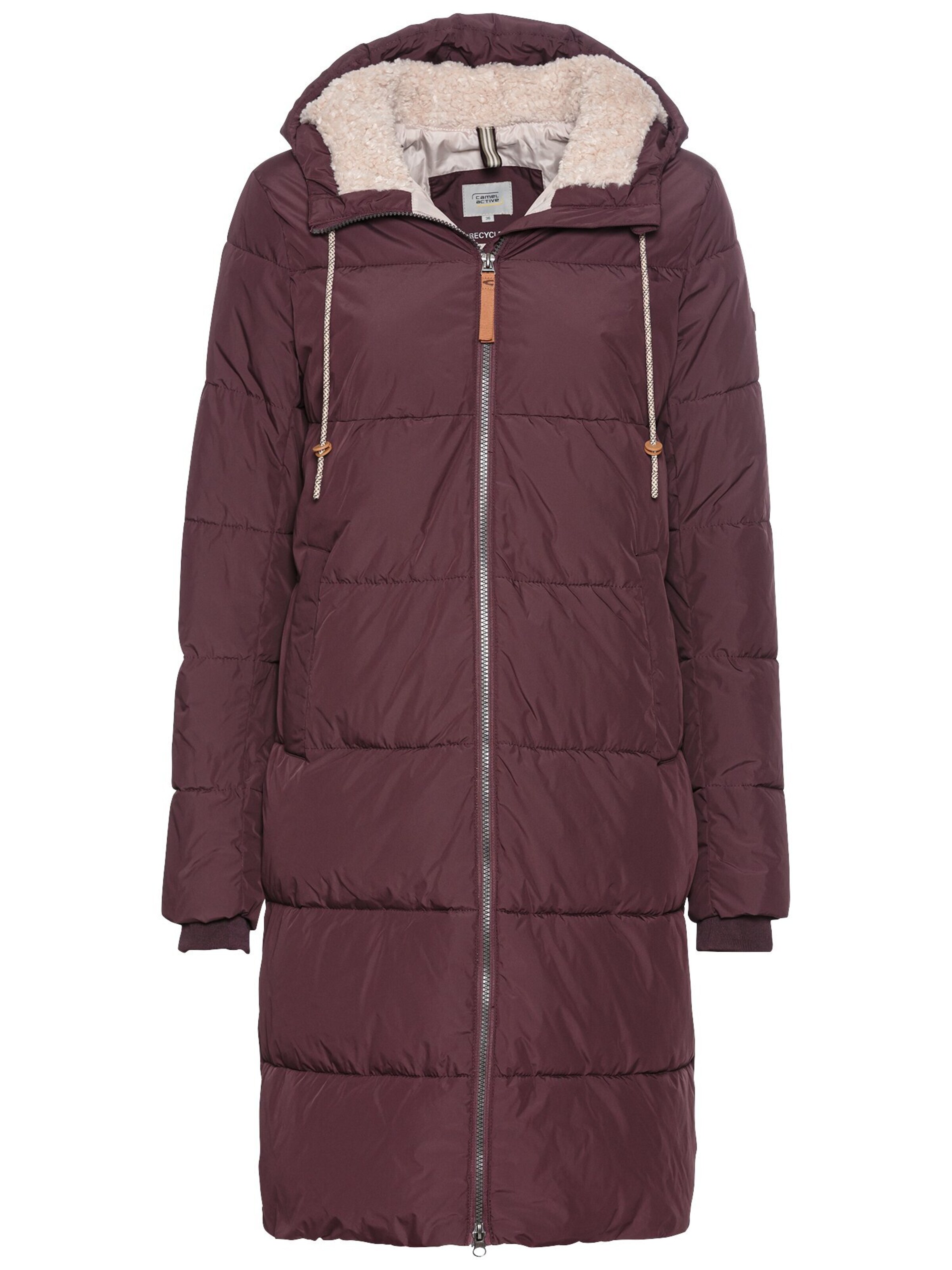 CAMEL ACTIVE Langer Puffermantel mit gefütterter Kapuze in Rot: Vorderseite