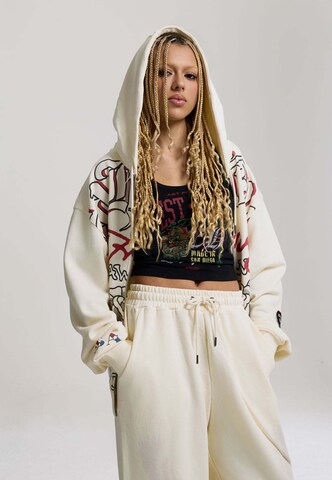 Ed Hardy Кофта на молнии 'Gothic Roses' в Бежевый