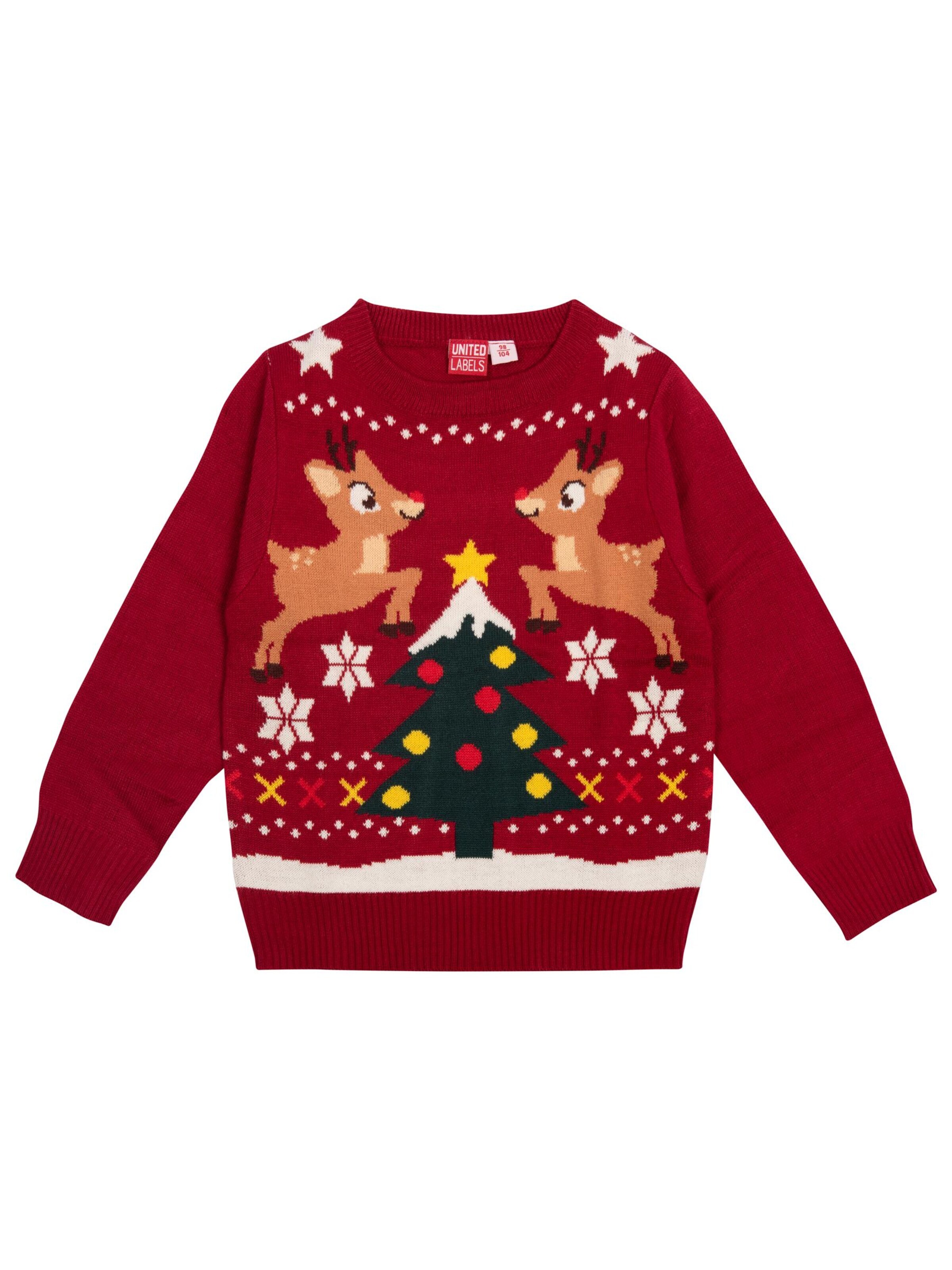 United Labels Sweater 'Weihnachtspullover Rentiere' in Red