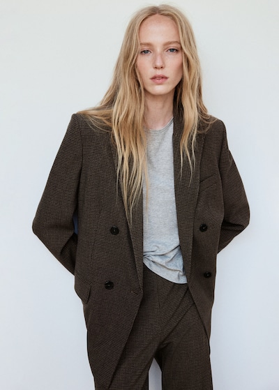 MANGO Blazers 'IRISE' in 32 in de kleur Bruin / Zwart, Productweergave