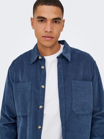 Only & Sons Comfort fit Button Up Shirt 'ONSAlp' in Blue