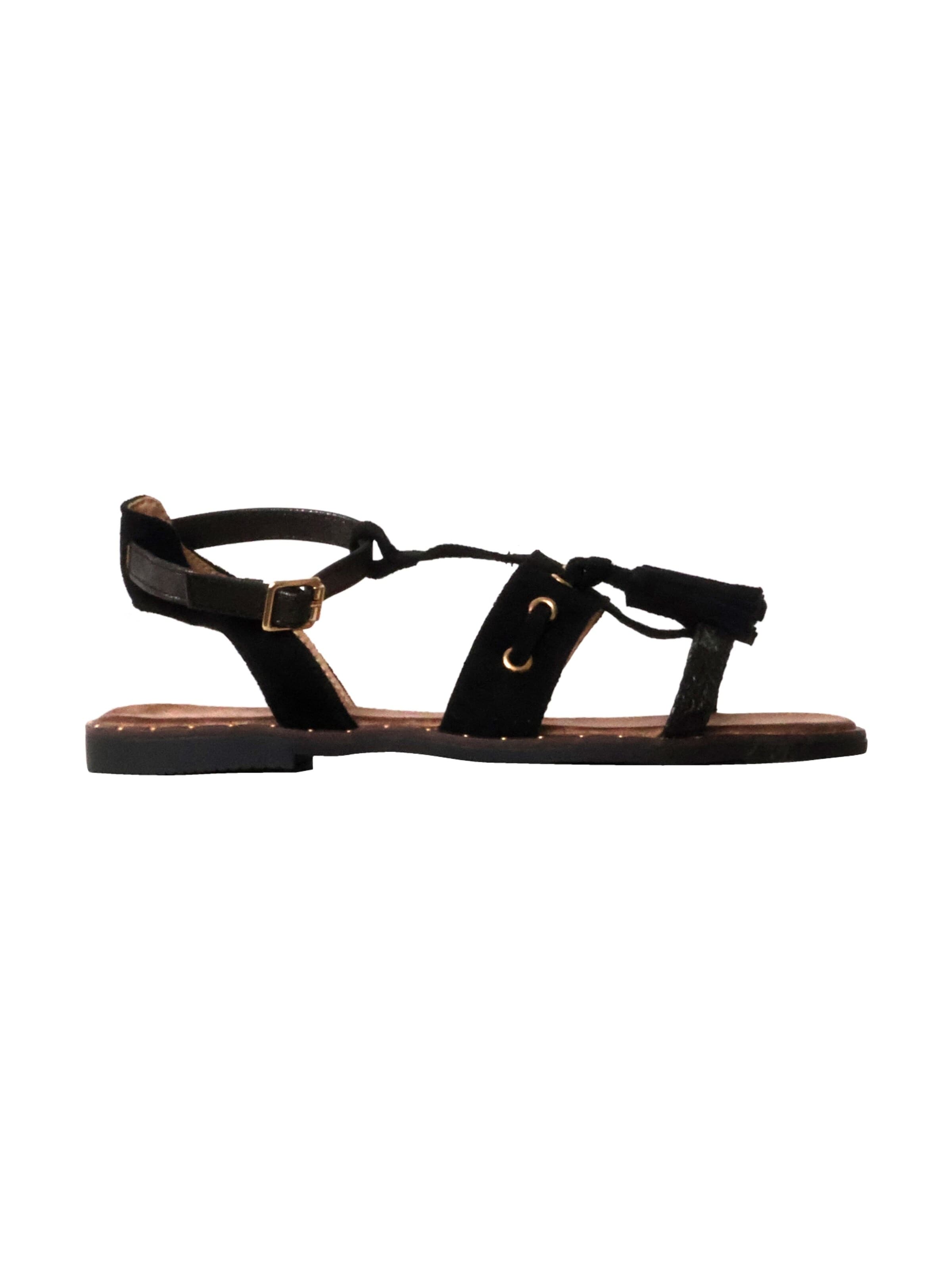 Sandales 'Flache Sandalen mit Riemchen' Super Mode en noir : devant