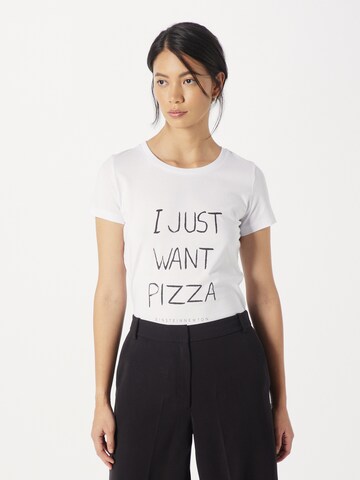 EINSTEIN & NEWTON Shirt 'Want Pizza' in Wit: voorkant